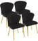 SEPNINE® Esszimmerstühle Samt 4er Set, Moderner Küchenstuhl, Polsterstuhl Esszimmer, Ergonomischer Essstuhl mit goldenen Beinen für Wohnzimmer, Schlafzimmer, Küche (Schwarz)