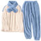 Tuopuda Pigiama Donna Invernale Pigiami Due Pezzi, Pigiama Pile da Casa con Sciarpe Tasche Felpa Manica Lunga e Pantalone Lungo, Indumenti da Notte Sleepwear, Blu, L