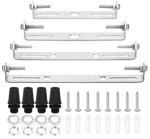 PATIKIL 90mm 100mm 120mm 130mm Ceiling Light Plate Kit, 4 Set Light Fixture Mounting Bracket Plate Universal Steel Crossbar for Home Office Pendant Wall Light