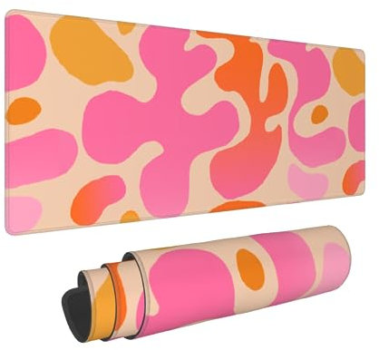 Mauspad XL, 80 x 30 cm, niedliches, modernes abstraktes Design, Retro, adrettes Gaming-Mauspad, erweiterte große Laptop-Tastatur, Schreibtischmatte, rutschfeste Gummiunterseite, genähte Kanten für