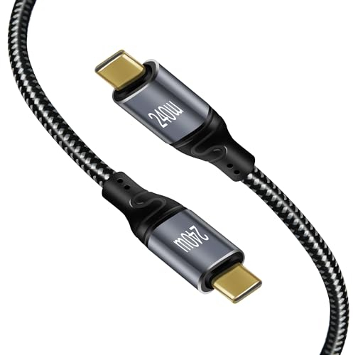 Cable USB C a USB C Carga Rapida 240W 3M, 140W 100W Cable USB Tipo C 48V 5A PD3.1 Cable USB C a USB C de Datos Compatible con iPhone 15, Gaming Laptop, MacBook, Chromebook, Surface Pro, Smartphone