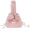 Meliyya Damen Fellimitat Schultertasche Plüsch Clutch Umhängetasche Flauschige Handtasche mit Kordelzug Plüsch Henkel Kette 16,5 * 17,5 * 15,5cm, Rosa