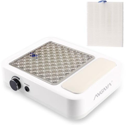 ANGNYA Nail Dust Collector for Acrylic Nails, 80W Powerful Nail Vacuum Dust Collection with Hand Rest