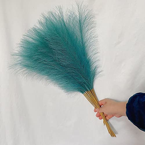10 fiori artificiali, decorazione per feste di nozze, soffice erba della pampa per la casa, pianta finta con canna, per feste di nozze (blu)