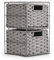 EHC Drawers Storage Unit Baskets, 2 Drawer Wicker Hand-Woven Storage boxes Shelves, Ideal For Organising Home or Office - Grey 20 x 22 x 33 cm