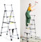 Jiubiaz Teleskopleiter Klappleiter, 1.4M+1.7M Aluminiumleiter A-Rahmen 4+5 Sprossen, Rutschfester Mehrzweckleiter Ausziehbare Leiter, Haushaltsleiter, Max Belastung 150 kg