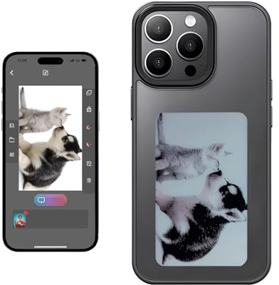 YATUO DIY E-Ink Handyhülle für iPhone 15 Pro, intelligente Foto-Rückprojektion, individuelle Handyhülle, zeigt Fotos sofort auf dem Tintenbildschirm, Personalisieren Sie Ihre Handyhülle