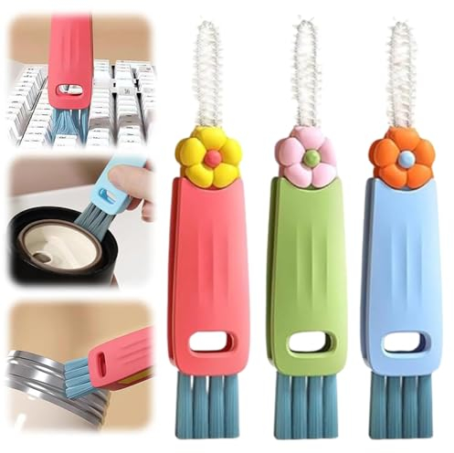 LASTVRGL Brosse de Nettoyage de Couvercle de Tasse 3 en 1, Nouvelle Brosse de Nettoyage de Fentes multifonctionnelle améliorée 2024 (3-PCS)
