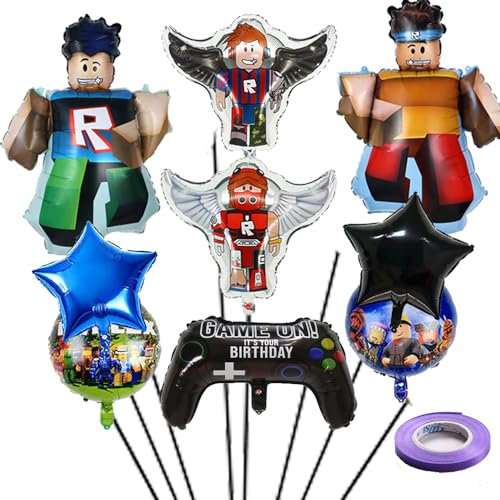9 Pcs Game Theme Foil Balloons, Birthday Party Decorations Supplies