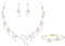 EVER FAITH Hochzeit Schmuck für Braut Damen Brautjungfer, Zirkonia birnenförmig Geburtsstein Blatt Halskette Armband Ohrringe Set für Prom Klar Gold-Ton