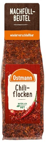 Ostmann Gewürze - Chiliflocken | Scharfes Topping für allerlei Gerichte | Zum Nachfüllen der Streudose | 45 g im Beutel