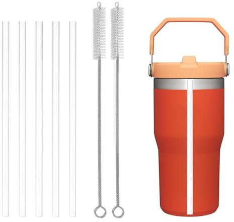 Replacement Straw for Stanley Iceflow 20oz(Only),Reusable Clear Drinking Straw with Straw Cleaner Brush Compatible with Stanley IceFlow Flip 20oz Stainless Steel Tumbler
