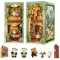 Fsolis Book Nook Kit -DIY Mini Maison de Poupée avec lumière LED pour Serre Livres Bibliothèque Bibliothèque Décoration 3D Puzzle Serre-Livres en Bois Adultes Booknook Cadeaux pour(Panda Bookshop)