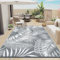 Enyhom Outdoor Teppich Wetterfest Kunststoff Groß 240 x 300 cm RV Camping Außenteppich Wendbarer Outdoorteppich mit Blatt Balkon Garten Teppich Terrassenteppich für Strand, Patio, BBQ, Leaf-Grey