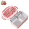 lvifloae portátil compartimentada con Aislamiento, Caja de Acero Inoxidable 304, Termo para Almuerzo para Estudiantes y Trabajadores, Caja 304, Modelo de Dos Compartimentos, (Rosa)