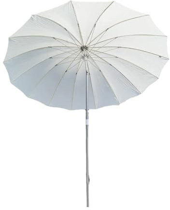 PRPRP Parasol de plage, grand parasol rond blanc de 2 m, inclinable, parasol de marché, café, bar, terrasse, parasol de jardin