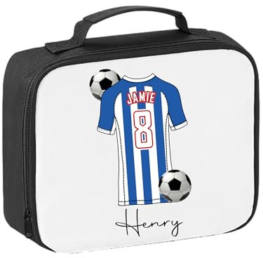 Pickhut Personalised Football Team Shirt & Jersey Kit Lunch Bag Back to School Gift for Kids, Customised with Name/Number/Text Boys Insulated Lunch Box (D7)