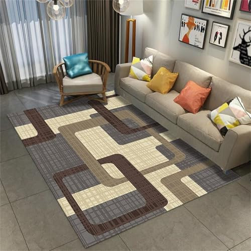 AU-OZNER Teppich Balkon Grauer Teppich, pflegeleichter, staubabweisender Teppich für Yoga-Wärmeteppich für esszimmer,grau,60x110cm