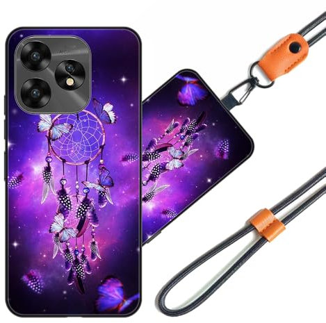 JEZSTHAI Funda Compatible con UMIDIGI A15 Carcasa de Silicona Suave con Correa Colgante Correa de Cuello Cordón para Movil,Anti-Choque Protección Case con Patrón.Patrón*A01