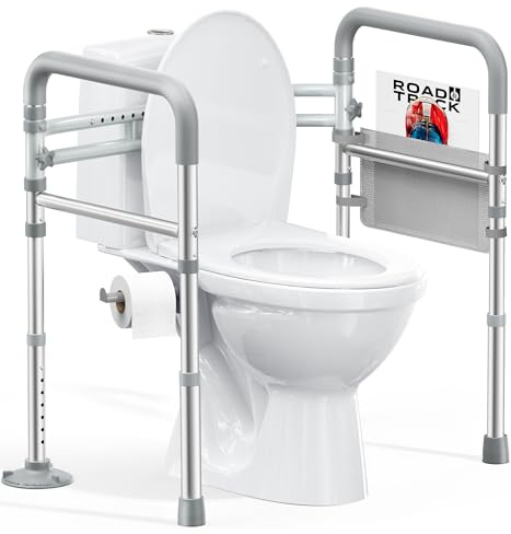 HOMLAND Toilet Safety Rails for Seniors, Adjustable Height & Width 350lb Toilet Handles for Elderly and Disabled, Foldable Toilet Safety Frame, Fit Any Toilet