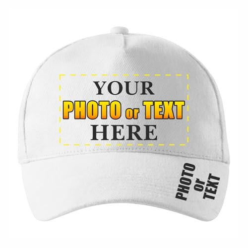 lepni.me Personalisierte Unisex-Kappen mit Text Name Logo Einstellbar Bedruckte Cap für Erwachsene Benutzerdefinierter Hüte mit Schnallenverschluss (Einstellbar Weiß Mehrfarben)