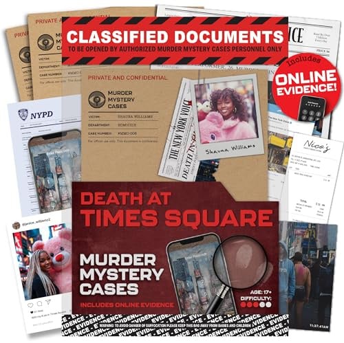 MMC Times Square - Murder Mystery Game for Adults on Date/Game Night | 40 Evidence, 150 min, 1-10 Players, 3/5 Difficulty. Unsolved Cold Case File for Date Nights, Detective Fans and Groups.
