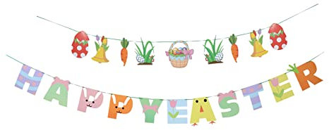 DECHOUS 1 Satz -latte-art Osterbanner Zubehör Für Partydekoration Osterfahne Ostern-party-ammer Osterflagge Osterparty-banner Banner Zum Thema Ostern Party Ammer Ostern Papier