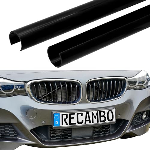 RECAMBO Kühlergrill-Zierleisten Schwarz matt - sportliche V-Streben zum Aufstecken - hochwertiges Tuning-Zubehör aus ABS - passend für BMW F07 F10 F11 F18 F06 Schwarz