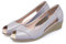 UK 5 Women's Ladies Lightweight Slip-on Faux Leather Low Wedge Court Shoes Open Peep Toe Shoes Sandals Pumps 003_Grey