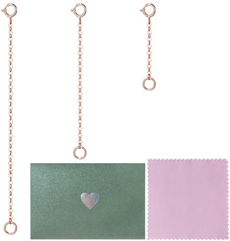 3Pcs Rose Gold Necklace Extenders for Women, 1/2/3 Inches Gold Necklace Extender, Chain Extenders for Necklaces Bracelets Chokers Anklets, Bracelet Extender for Jewelry Making