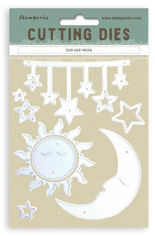 Stamperia - Cutting Dies for Scrapbooking, Albums, Card Making, Bullet Journalling and More, Create Decorations with Natural Elements, Perfect for Crafts and Gifting (A6) (Timeless, Sun and Moon)