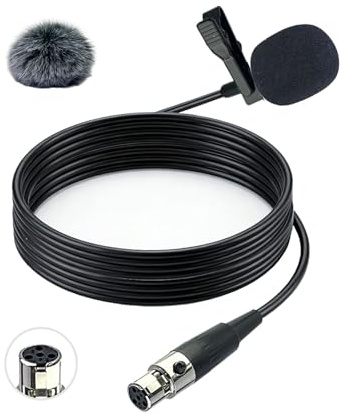 SEYUGOPTI Ta4f Plug Lavalier Lapel Microphone Compatible avec Shure Émetteur sans fil, 1.5M Micro à Cravate Unidirectionnel Condensateur pour YouTube, Performances & Interviews - Mini XLR Ta4f Plug
