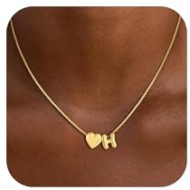 Einschulung Geschenk - Herz Kette mit Buchstaben für Frauen Mädchen | Wasserfest Kette mit Buchstaben Hypoallergen Herz Halskette Geburtstagsgeschenk Geschenke für Frauen Mädchen Kinder Schmuck