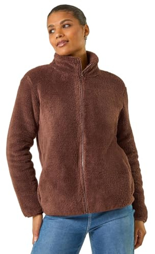 Roman Originals Soft Sherpa Fleece Jacket for Women UK - Ladies Autumn Everyday Winter Holiday Pull-On Comfy Soft Vacation Work Teddy Coat