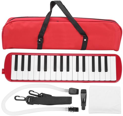 IRIN Melodica 32-Tasten-Blasinstrument, geeignet für Anfänger, Übungstasche (Rot)