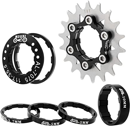 KBOLAE Single Speed Cassette Spacers Freewheel Sprocket Adapter Bicycle Black