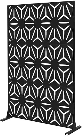 ML-Design Metall-Sichtschutz Torino 120x180 cm, aus Stahl, Raumteiler - 3 Paneele, Trennwand erweiterbar mit Ständer, Paravent freistehend, Deko Sichtschutzwand wetterfest für Garten Balkon Terrasse