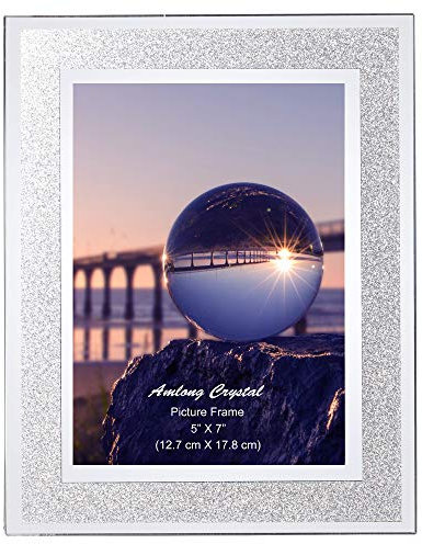 Amlong Crystal Glitzernder Bilderrahmen aus Spiegelglas, 12,7 x 17,8