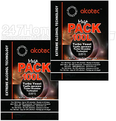 2X Alcotec Mega Pack 100L Turbo Yeast All in One 18% 4-6 Days