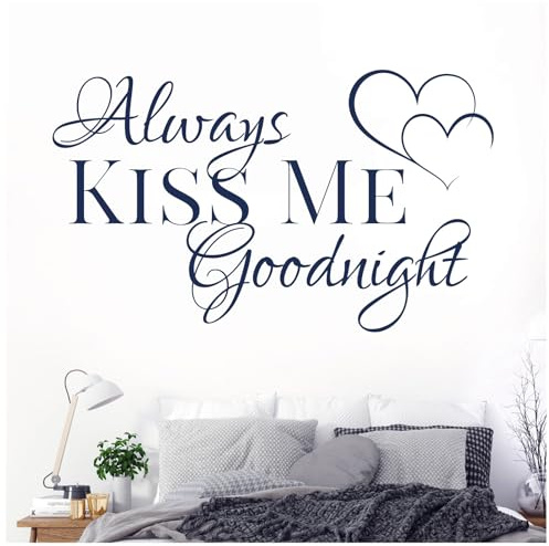 Always Kiss Me Goodnight - Love Zitat Wandtattoo [Kobalt]