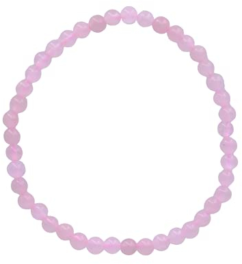 Taddart Minerals – Rosa Armband aus dem natürlichen Edelstein Rosenquarz mit 4 mm Kugeln auf elastischem Nylonfaden aufgezogen - handgefertigt