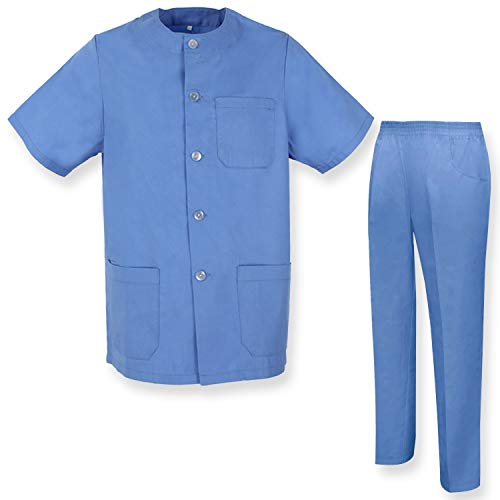 MISEMIYA Casaca Y PANTALÓN Mujer Uniforme Laboral CLINICA Hospital Limpieza Veterinaria SANIDAD HOSTERERÍA Camisa de utilidades de Trabajo, Celeste, S