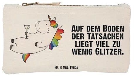 Mr. & Mrs. Panda Schminktasche Einhorn Cocktail Größe S Klein - Geschenk, Caipirinha, Kosmetiktasche Damen, Spruch, Schminktasche Reise, Einhörner,