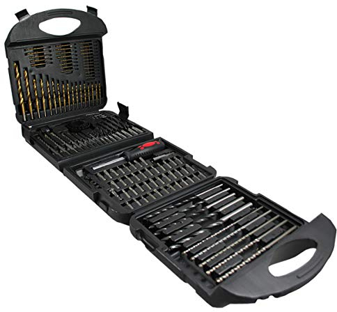 HELO Bohrer-Set mit Spiralbohrern Holzbohrer (6-12 cm) Steinbohrer (6-12 cm) und Metallbohrer (4-13 cm) im praktischen Koffer 'GBS2 C126A' 126 tlg.