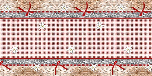 Mank GmbH Airlaid Tischläufer Hüttengaudi Deko 40 cm x 24 m, Tischdecken-Rolle stoffähnlich, praktische Einmal-Tischdecke, 1 Stück Almblick Alpenstil Tischläuferrolle
