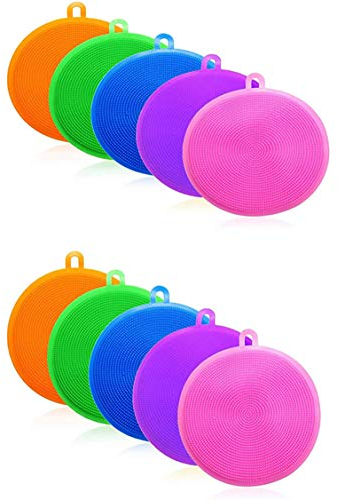 BOBOZHONG Brosse à Vaisselle en Silicone,5PCS Éponge de Silicone,Lave-Vaisselle Anti-bactérien éponge Brosse de Nettoyage multifonctionnelle pour Laver Le Pot de Vaisselle de Bol de Fruits de légumes