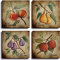 NLKTIYC Kunstdruck auf Leinwand, Motiv: Äpfel, Birnen, Pflaumen, Pfirsiche, gerahmt, Obst, Wandkunst für Küche, Esszimmer, Vintage, abstrakte Gemälde, Obstkunst-Set, Wanddekoration, Heimposter