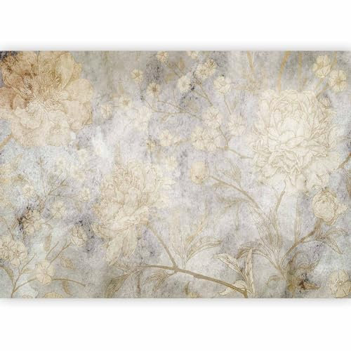 murando - Papier peint panoramique nature 400x280 cm - Revêtement mural décoration pour chambre salon - Design unique et moderne - Jaune gris marron - Fleurs nature ancien contexte b-C-0803-a-a