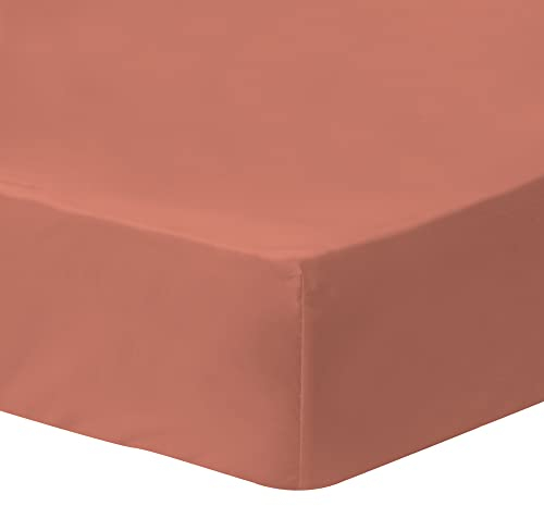 MATT & ROSE Drap Housse 140x190/200 cm Uni Coton LAVÉ | 100% Coton Lavé | Terre Cuite | Oekotex