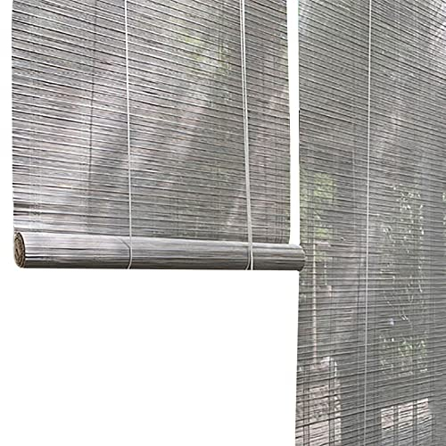 Bambusrollo Rollo Draussen Grau Rollos 60cm/80cm/100cm/120cm/140cm breit, Außen Veranda Rollo mit Haken, Fenster Lichtfilterung Rollo aufrollen (Size : 140x240cm(55.1x94.5))